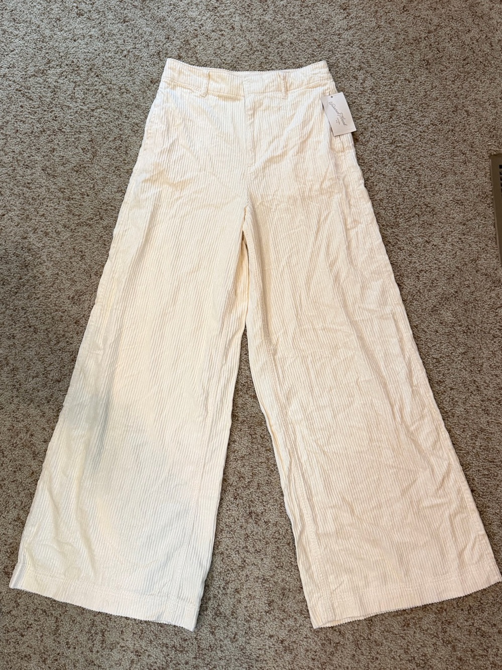 NWT Universal Thread Women Corduroy Wide Leg Pants Cream Off White Size 2